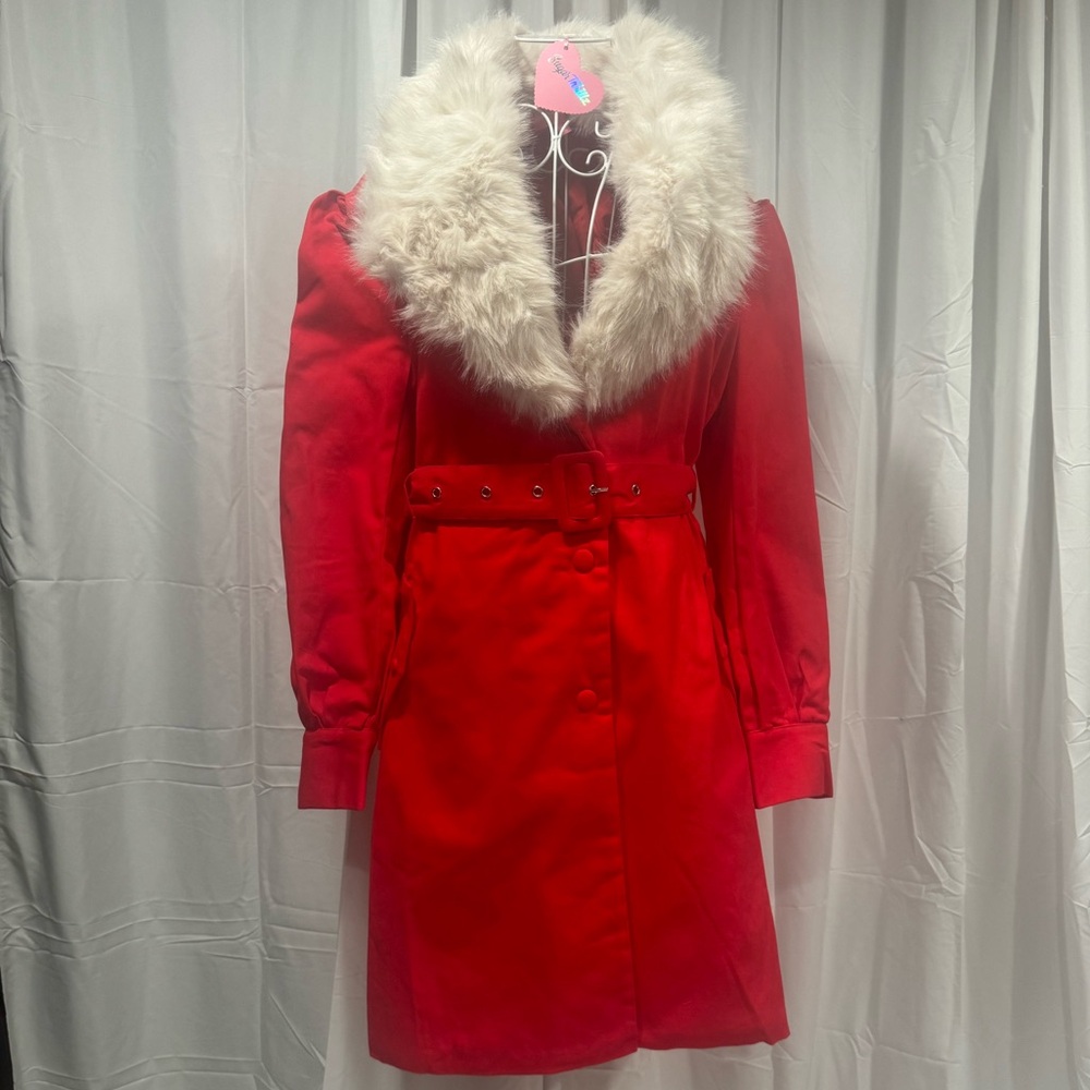 Santa Baby Holiday Jacket with removable faux fur collar